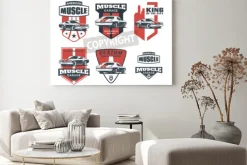 Obraz: Zestaw klasycznego samochodu mięśni ikonę, emblematów, odznaki