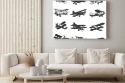 Obraz: Zestaw starych samolotów ikon. ilustracje samolotów. element