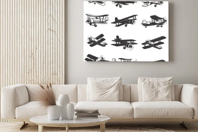 Obraz: Zestaw starych samolotów ikon. ilustracje samolotów. element