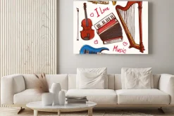 Obraz: Zestaw z ręcznie rysowane instrumenty muzyczne