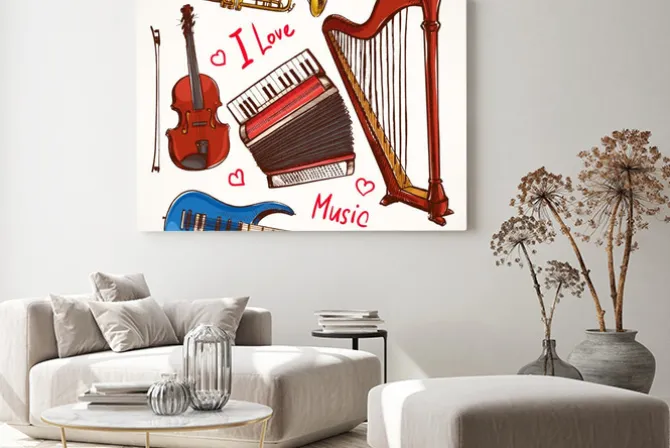 Obraz: Zestaw z ręcznie rysowane instrumenty muzyczne