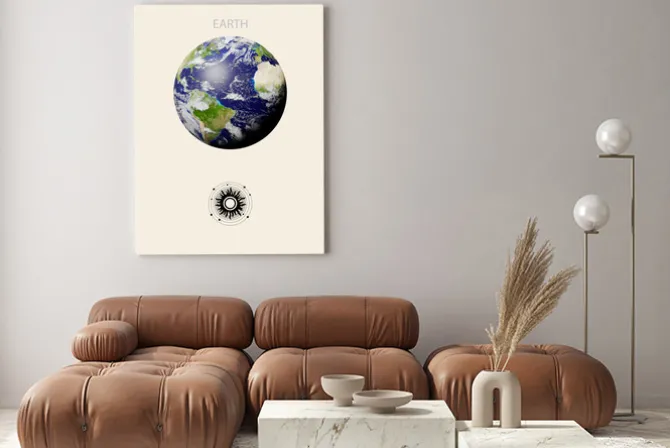 Obraz: Zielona planeta - ziemia i abstrakcyjna kompozycja z układem