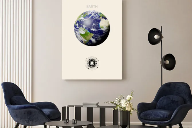 Obraz: Zielona planeta - ziemia i abstrakcyjna kompozycja z układem