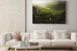 Obraz: Zielony krajobraz o wschodzie słońca