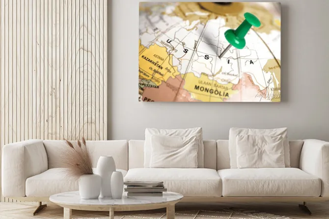 Obraz: Zielony pin na mapie.