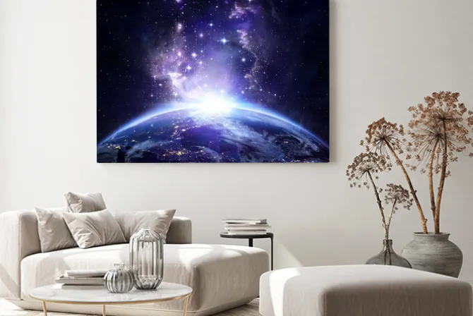 Obraz: Ziemia widok z kosmosu w nocy - usa