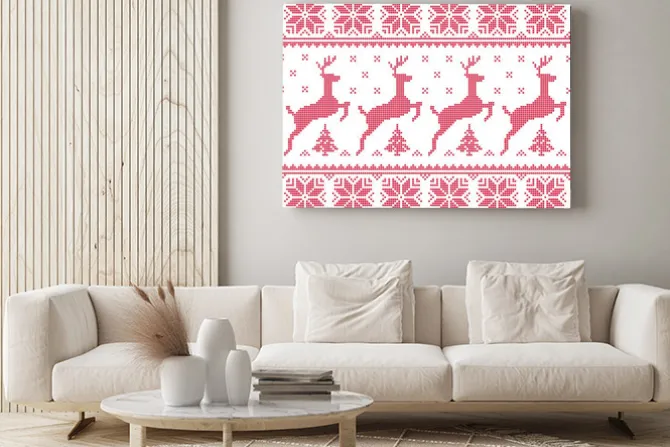 Obraz: Zima, boże narodzenie czerwony bez szwu z jelenia pixelated