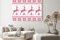 Obraz: Zima, boże narodzenie czerwony bez szwu z jelenia pixelated