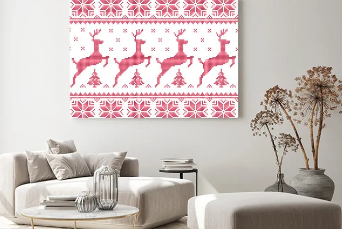 Obraz: Zima, boże narodzenie czerwony bez szwu z jelenia pixelated