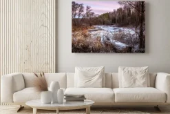 Obraz: Zima i wiosna rzeki i drewna