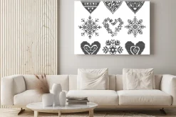 Obraz: Zima kocham szwu czarne zestaw serca