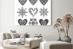 Obraz: Zima kocham szwu czarne zestaw serca