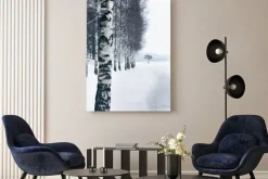 Obraz: Zima krajobraz z brzoza śniegiem przy dnia czasem w finlandia