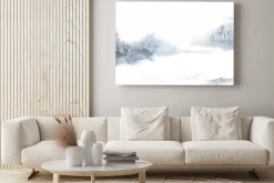 Obraz: Zimowa kraina czarów krajobraz malowany przez wektor akwarela