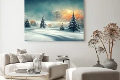Obraz: Zimowy pejzaż z choinkami