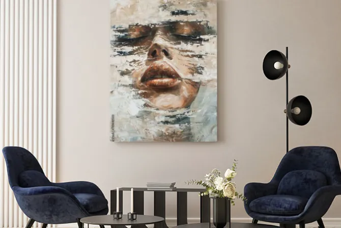 Obraz: Zmysłowy kobiecy portret w abstrakcji