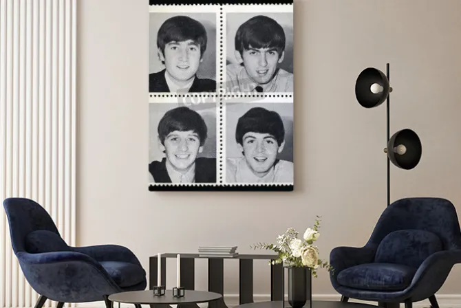 Obraz: Znaczki pocztowe z portretami the beatles