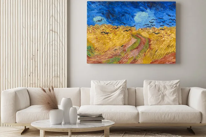 Obraz: Złociste pola z krukowymi cieniami