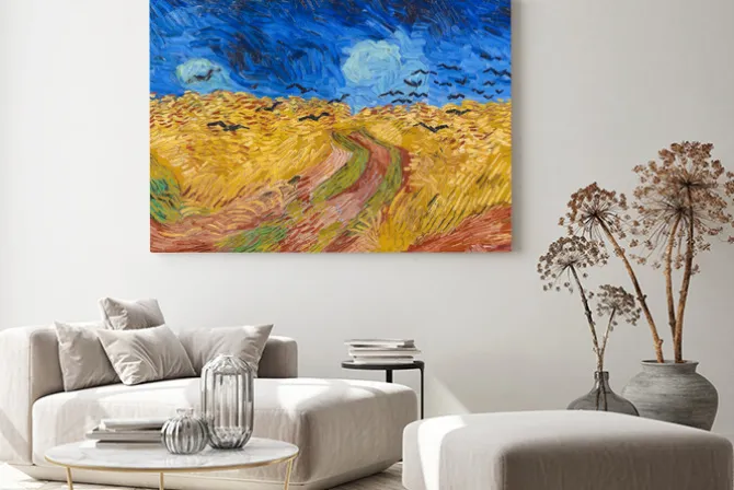 Obraz: Złociste pola z krukowymi cieniami