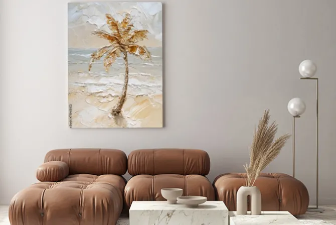 Obraz: Złota palma na malowniczej plaży