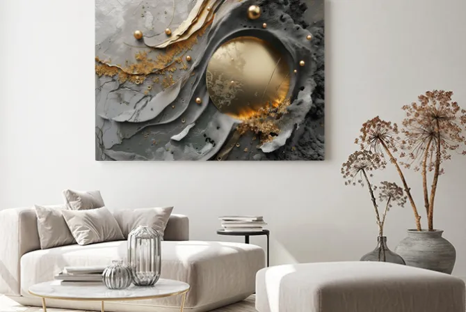 Obraz: Złote kule 3d na betonie