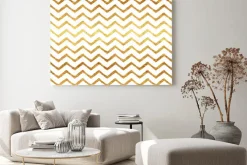 Obraz: Złoto faux folia chevron metallic białe tło wzór