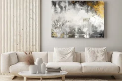 Obraz: Złoto-szary abstrakcyjny krajobraz