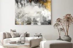 Obraz: Złoto-szary abstrakcyjny krajobraz