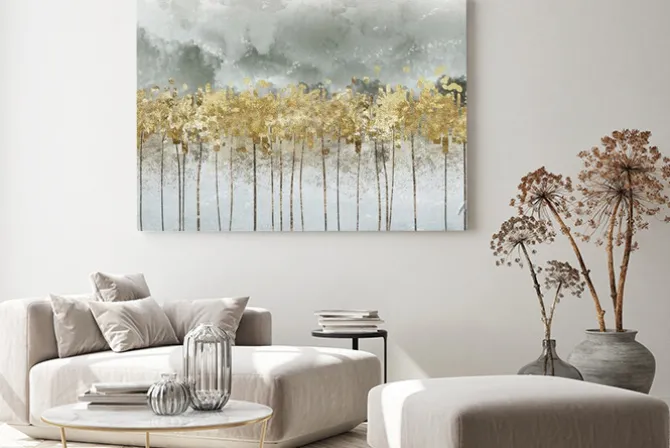 Obraz: Złoty abstrakcyjny las drzewa