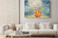 Obraz: Zwierzątka lecące balonem z dmuchawców