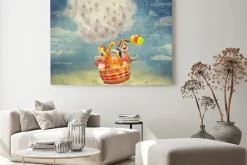 Obraz: Zwierzątka lecące balonem z dmuchawców