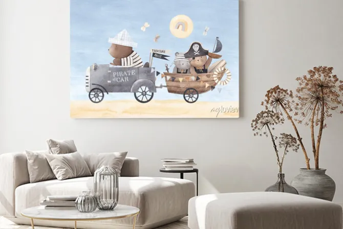 Obraz: Zwierzątka piraci w podróży wzór dla dzieci