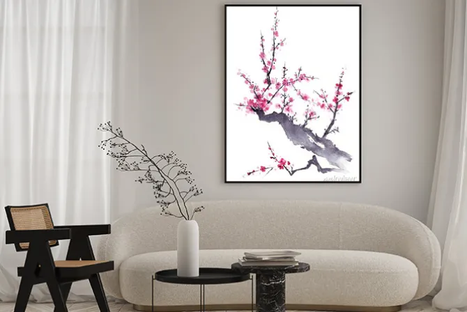 Plakat: 梅 水墨画