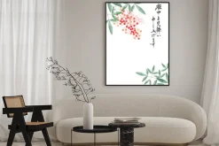 Plakat: 南天の実　寒中見舞い 背景 水彩 イラスト