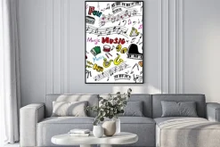 Plakat: 楽 器 _ ら く が き _ ノ ー ト _ 白