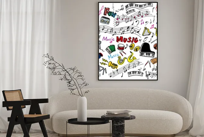 Plakat: 楽 器 _ ら く が き _ ノ ー ト _ 白