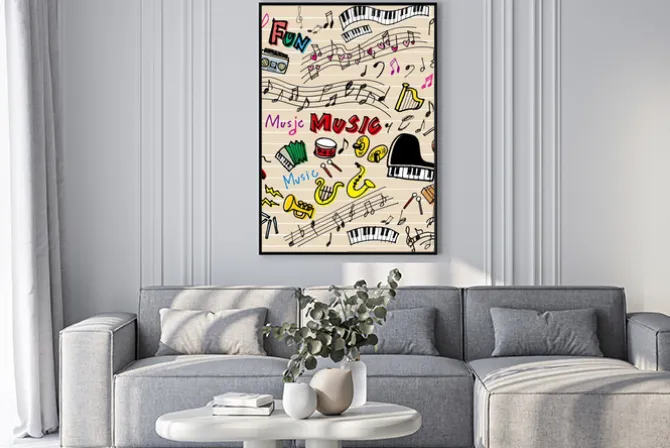 Plakat: 楽 器 _ ら く が き _ ノ ー ト _ カ ラ ー