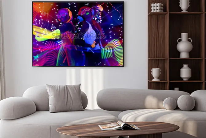 Plakat: 2 sexy cyber raver kobiety nakręcony w fluorescencyjnej odzieży