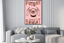 Plakat: A magic ball with rays of light in the hands of line art , instagram