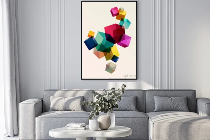 Plakat: Abstract colorful background with geometric elements