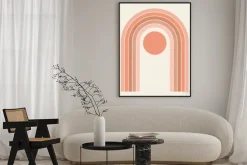 Plakat: Abstract contemporary aesthetic background with sun and geometric