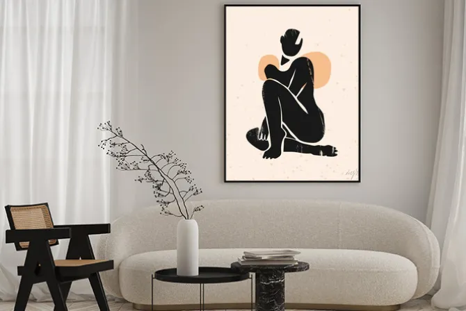 Plakat: Abstract female silhouette. graceful posing faceless lady. attractive
