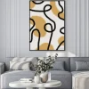 Plakat: Abstract mid century line art and yellow mustard painting