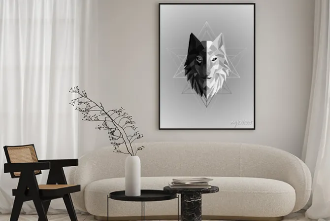 Plakat: Abstract polygonal wolf head design