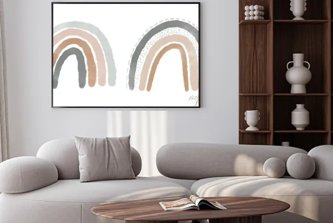 Plakat: Abstract rainbows hand drawn illustration set. arches decorative