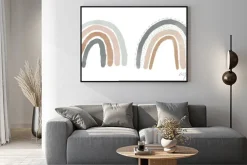 Plakat: Abstract rainbows hand drawn illustration set. arches decorative
