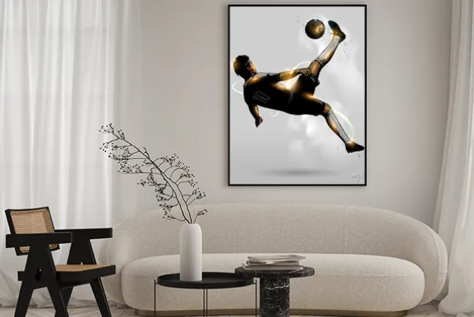 Plakat: Abstract soccer overhead kick