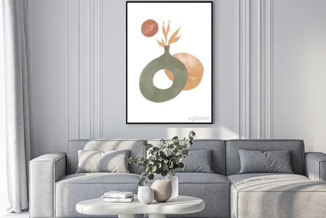 Plakat: Abstract terrazzo style background set with pastel color hand