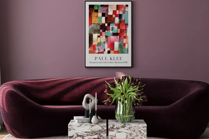 Plakat: Abstrakcja rytmy czerwono-zielone i fioletowo-żółte reprodukcja