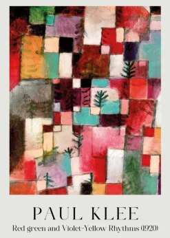 Plakat: Abstrakcja rytmy czerwono-zielone i fioletowo-żółte reprodukcja